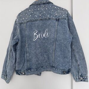 Denim Pearl-Embellished Bride Jacket